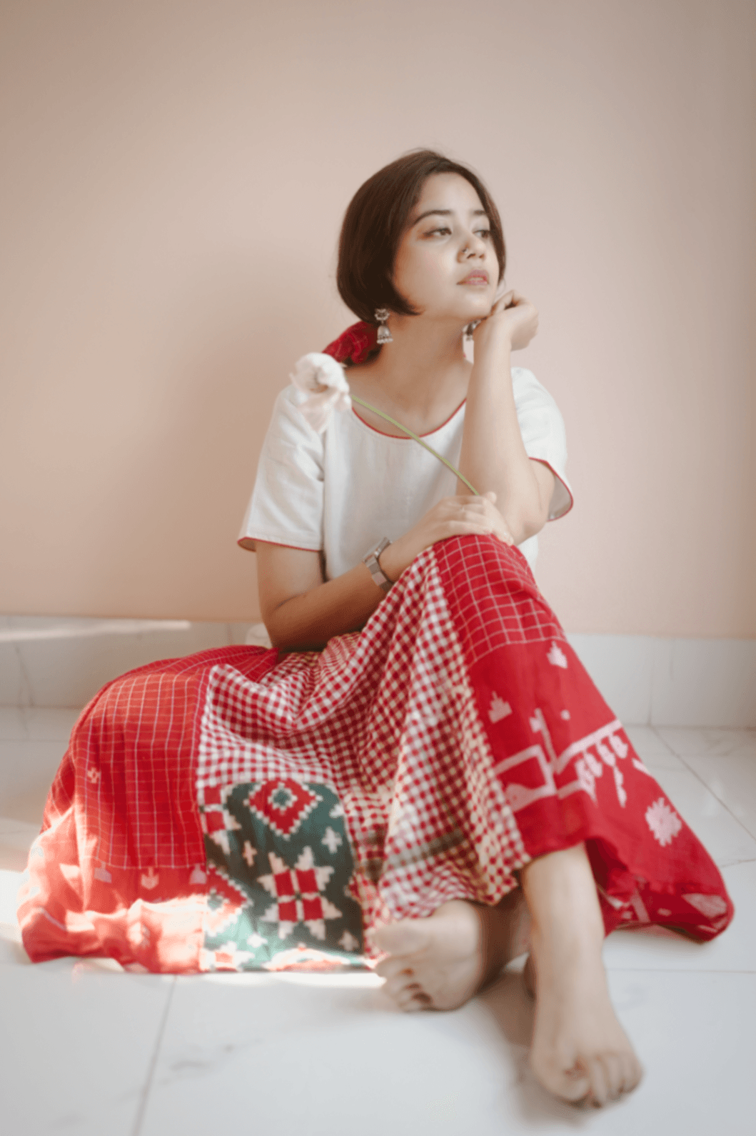 Jamdani - Ikkat Patch Full Length Skirt