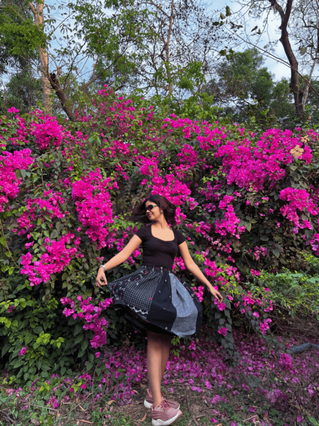 Jamdani- Ikkat Patch Midi Skirt