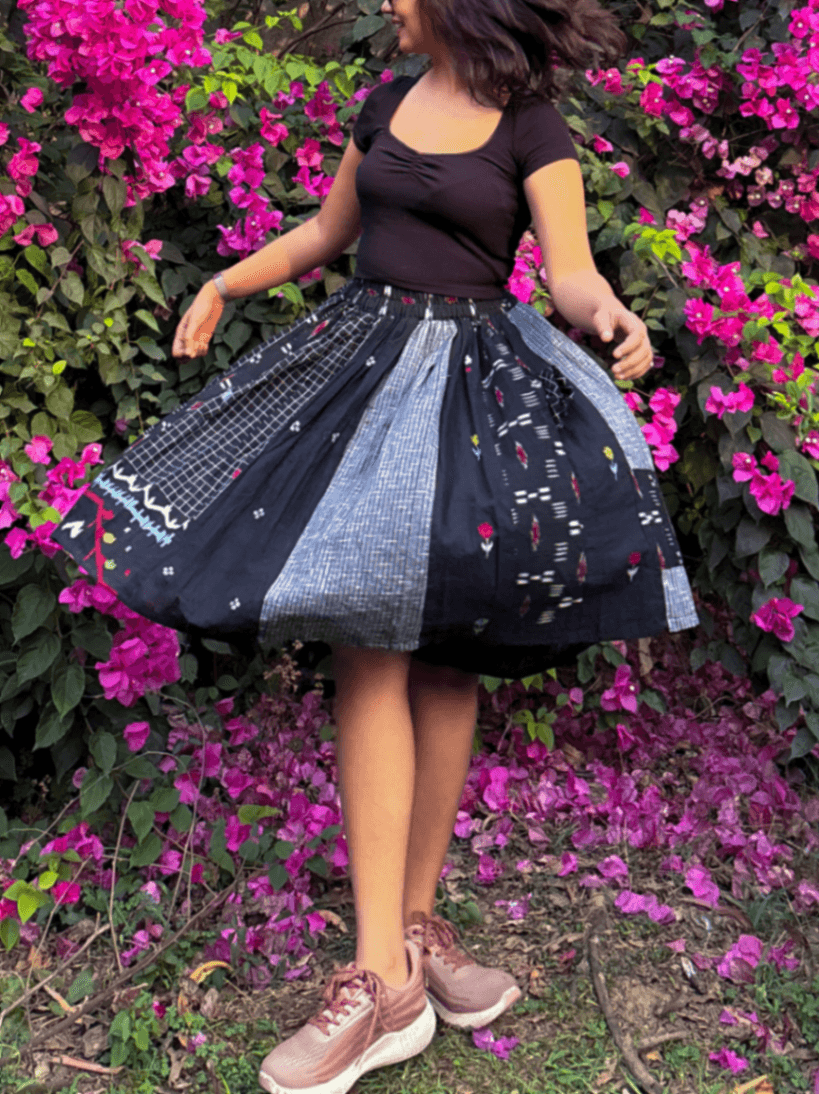 Jamdani- Ikkat Patch Midi Skirt thumbnail 2