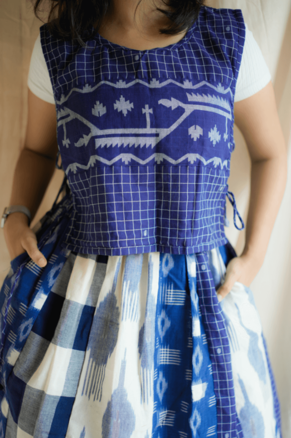 Bib Vest with Classic Jamdani Border