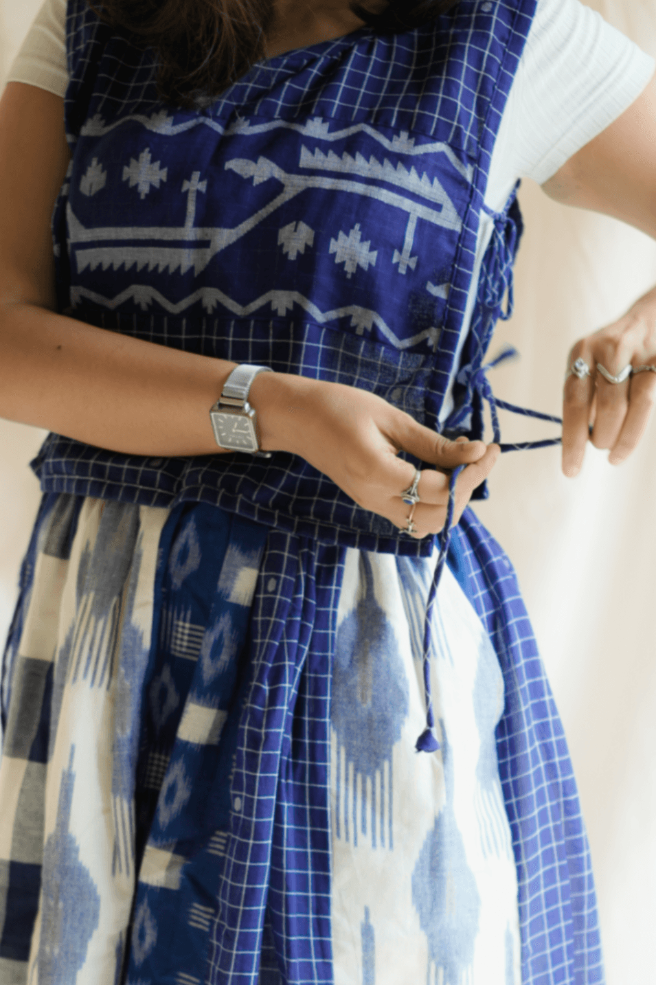 Bib Vest with Classic Jamdani Border thumbnail 2