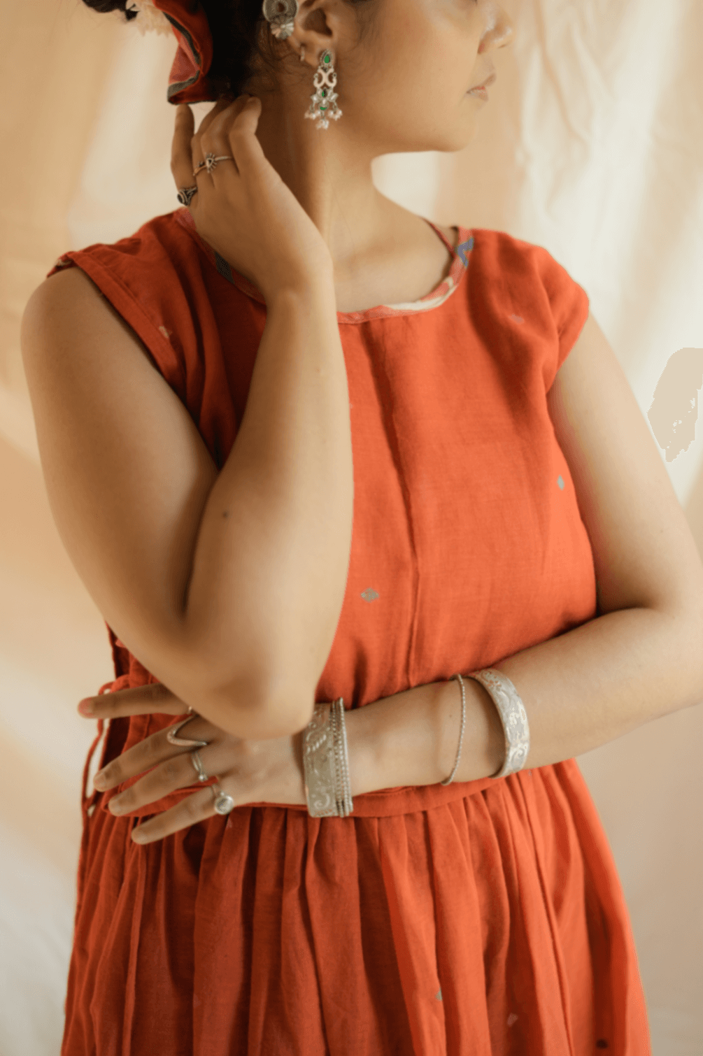 Bib Vest with Jamdani Small Motifs