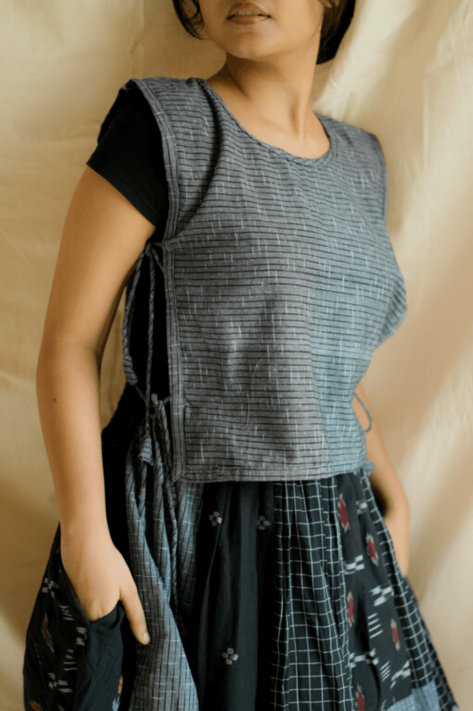 Double Ikkat Pochampally Bib Vest