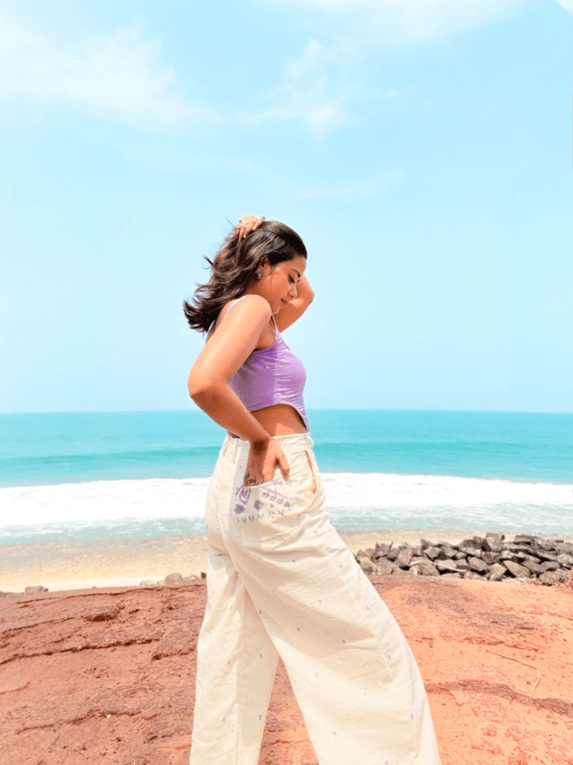 Jamdani Flared Pant with Classic Border