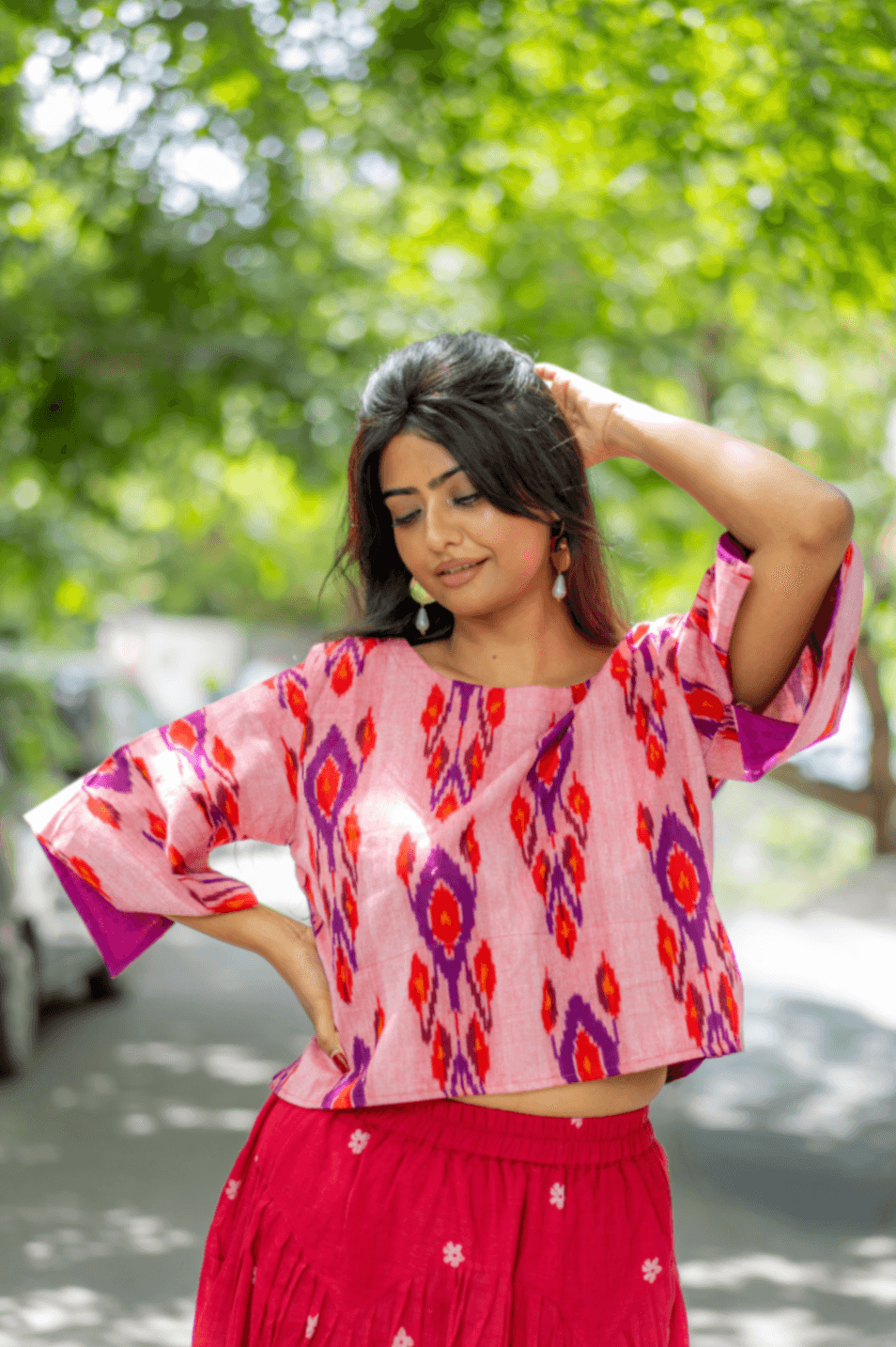 Double Ikkat Pochampally Anti-Fit Top