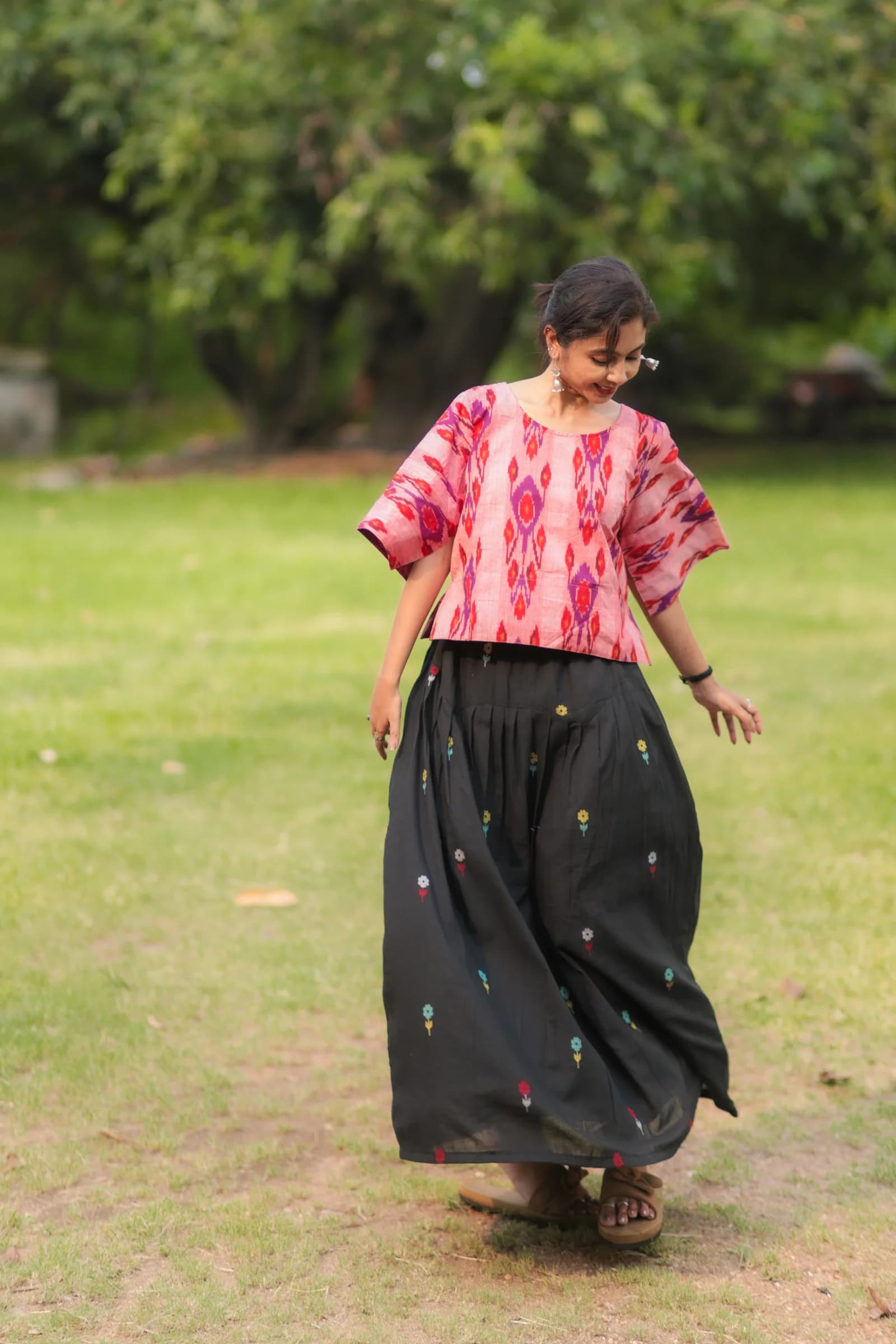Jamdani Long Skirt with Yoke