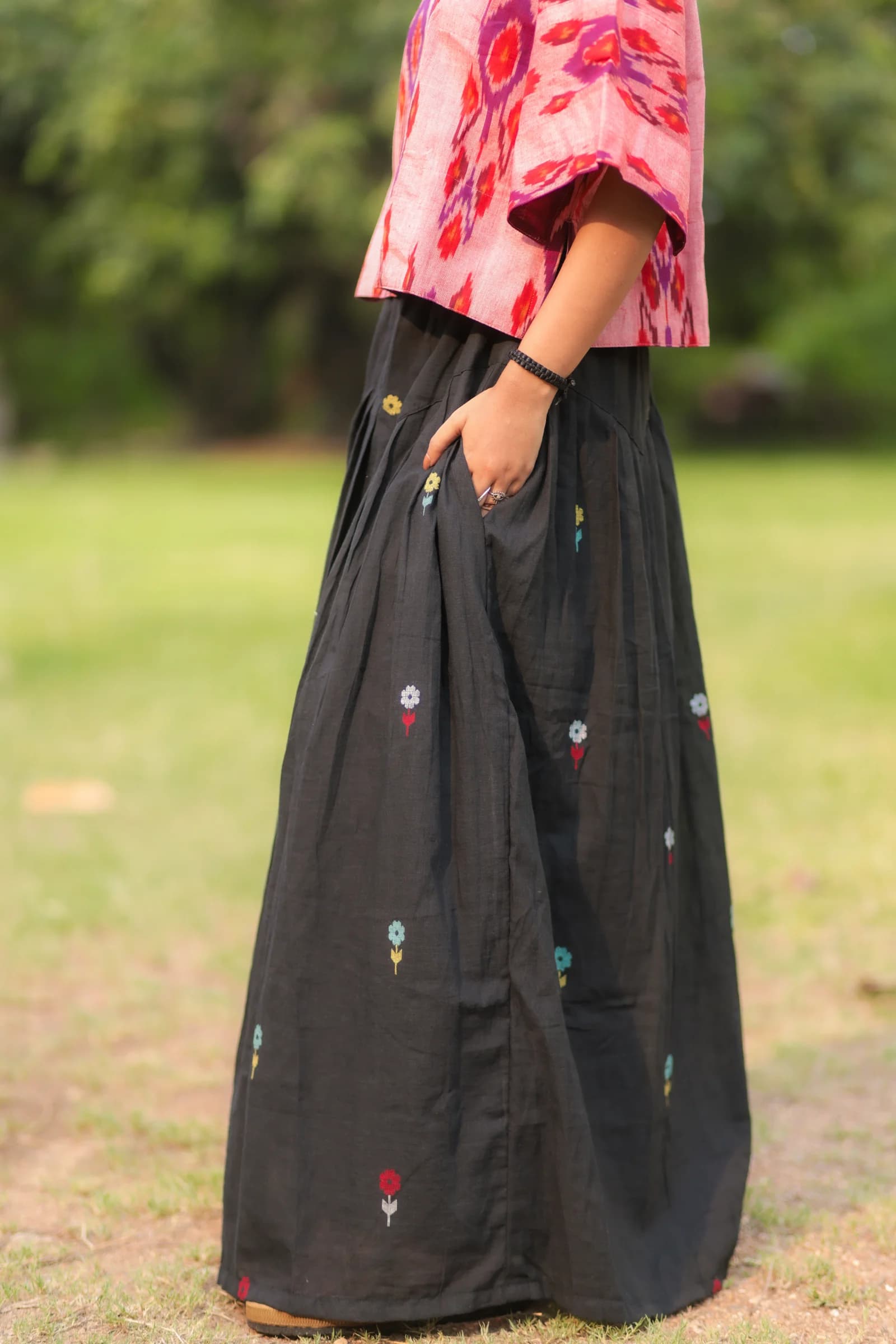 Jamdani Long Skirt with Yoke thumbnail 2