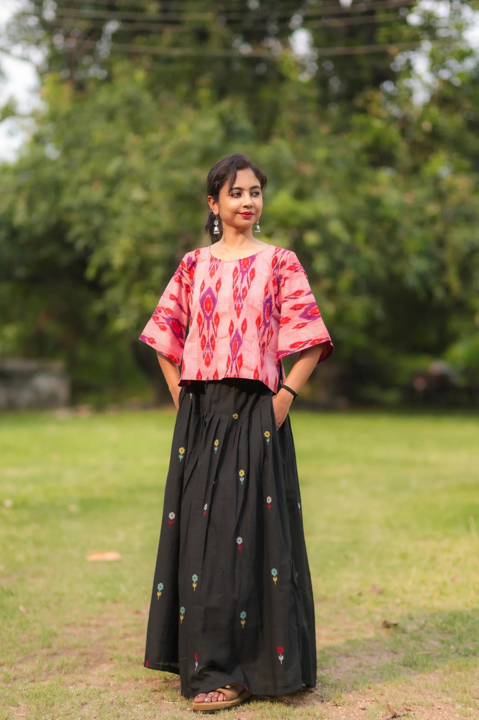 Jamdani Long Skirt with Yoke thumbnail 3