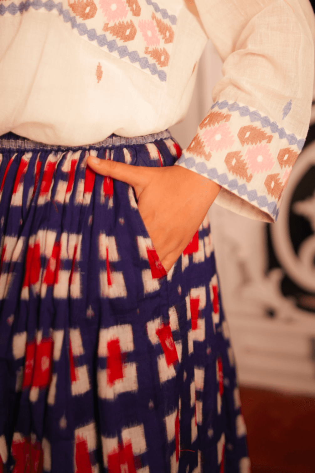Double Ikkat Sambalpuri Skirt thumbnail 2