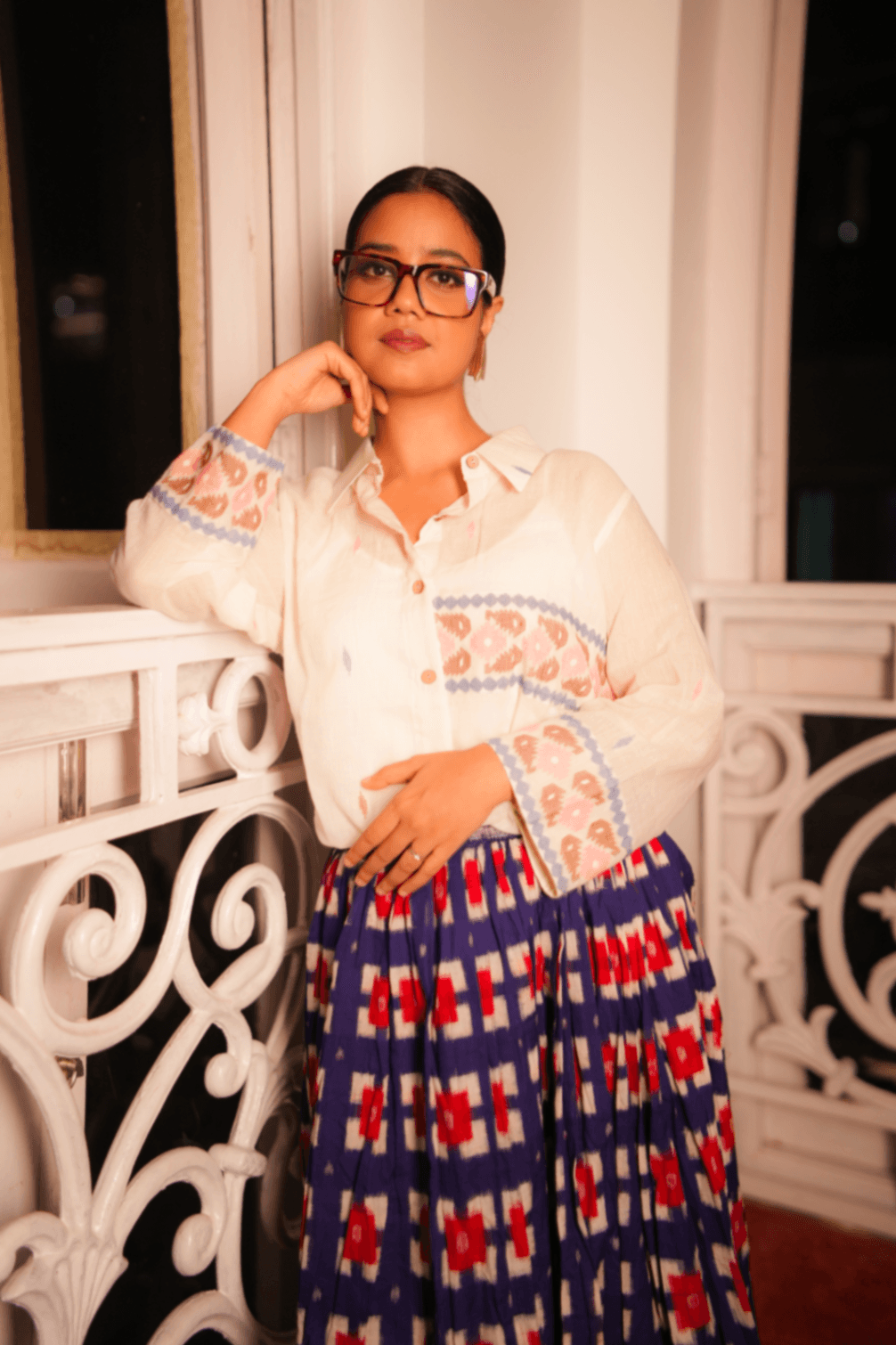Double Ikkat Sambalpuri Skirt thumbnail 3