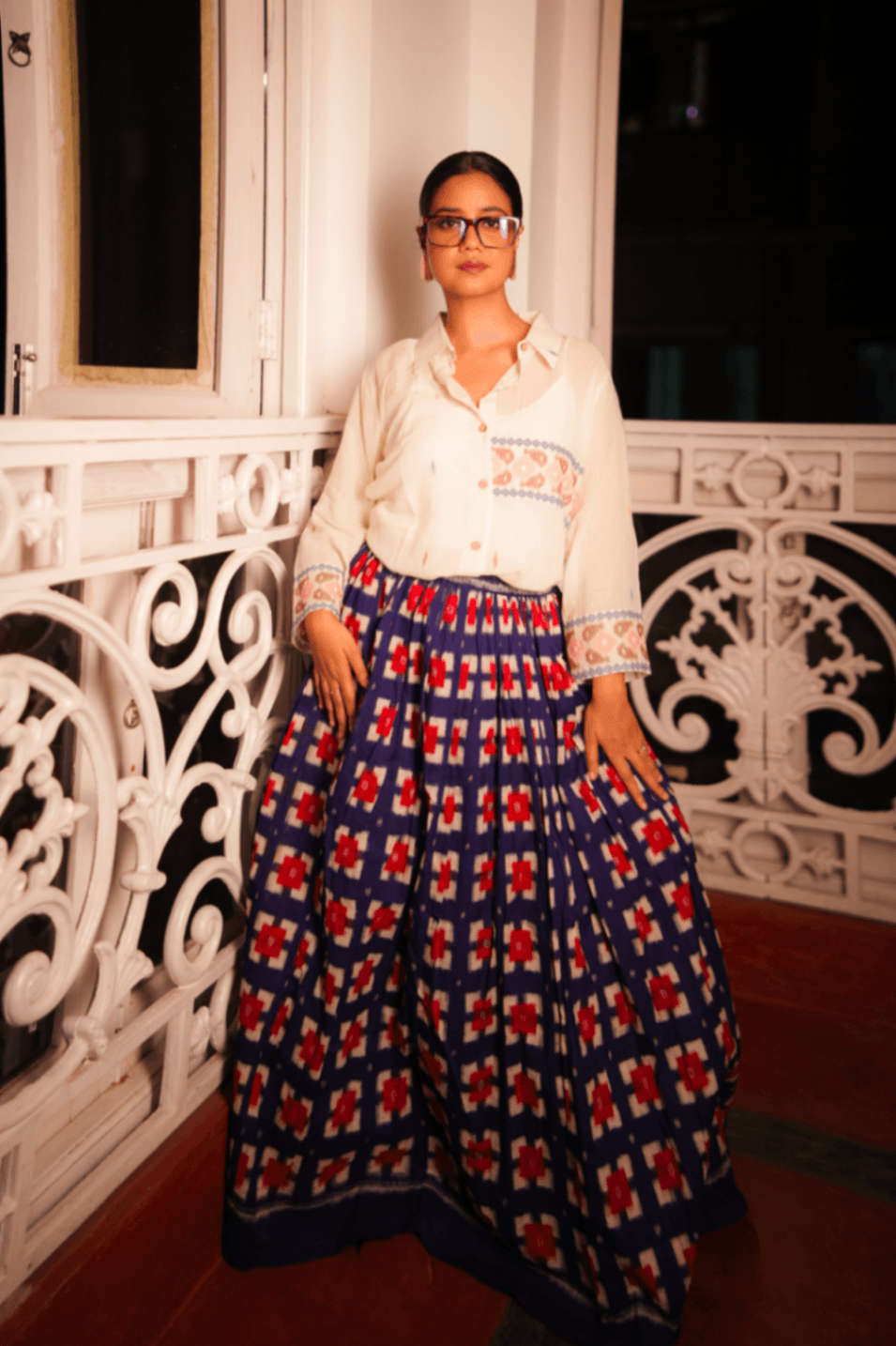 Double Ikkat Sambalpuri Skirt thumbnail 4