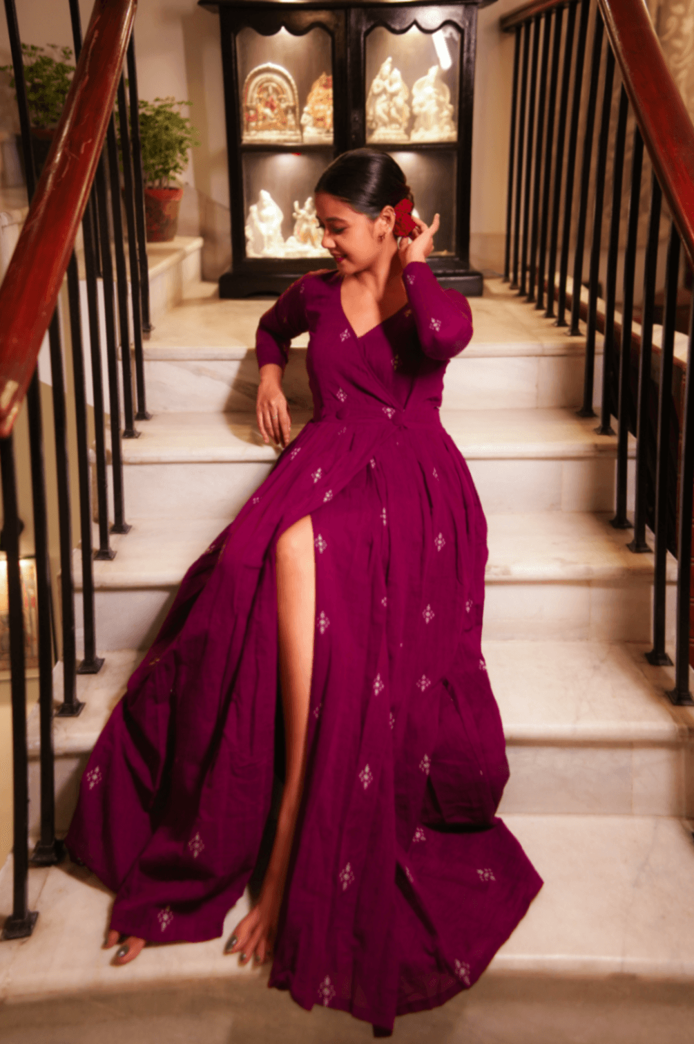 Parijat Long Jamdani Wrap Dress thumbnail 2