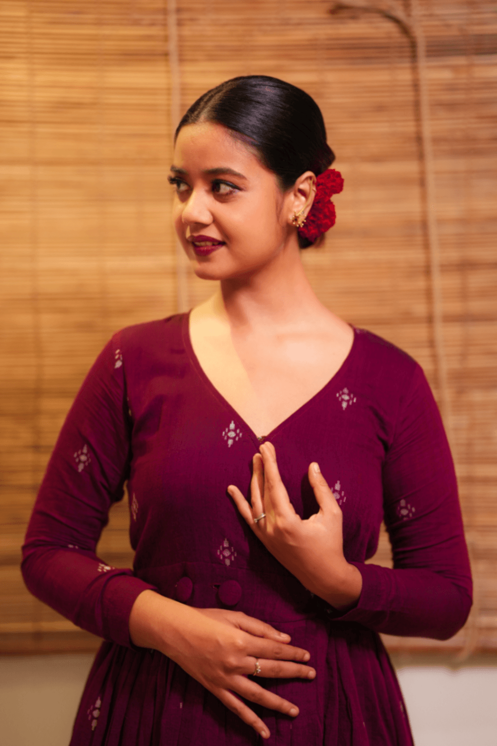 Parijat Long Jamdani Wrap Dress thumbnail 4
