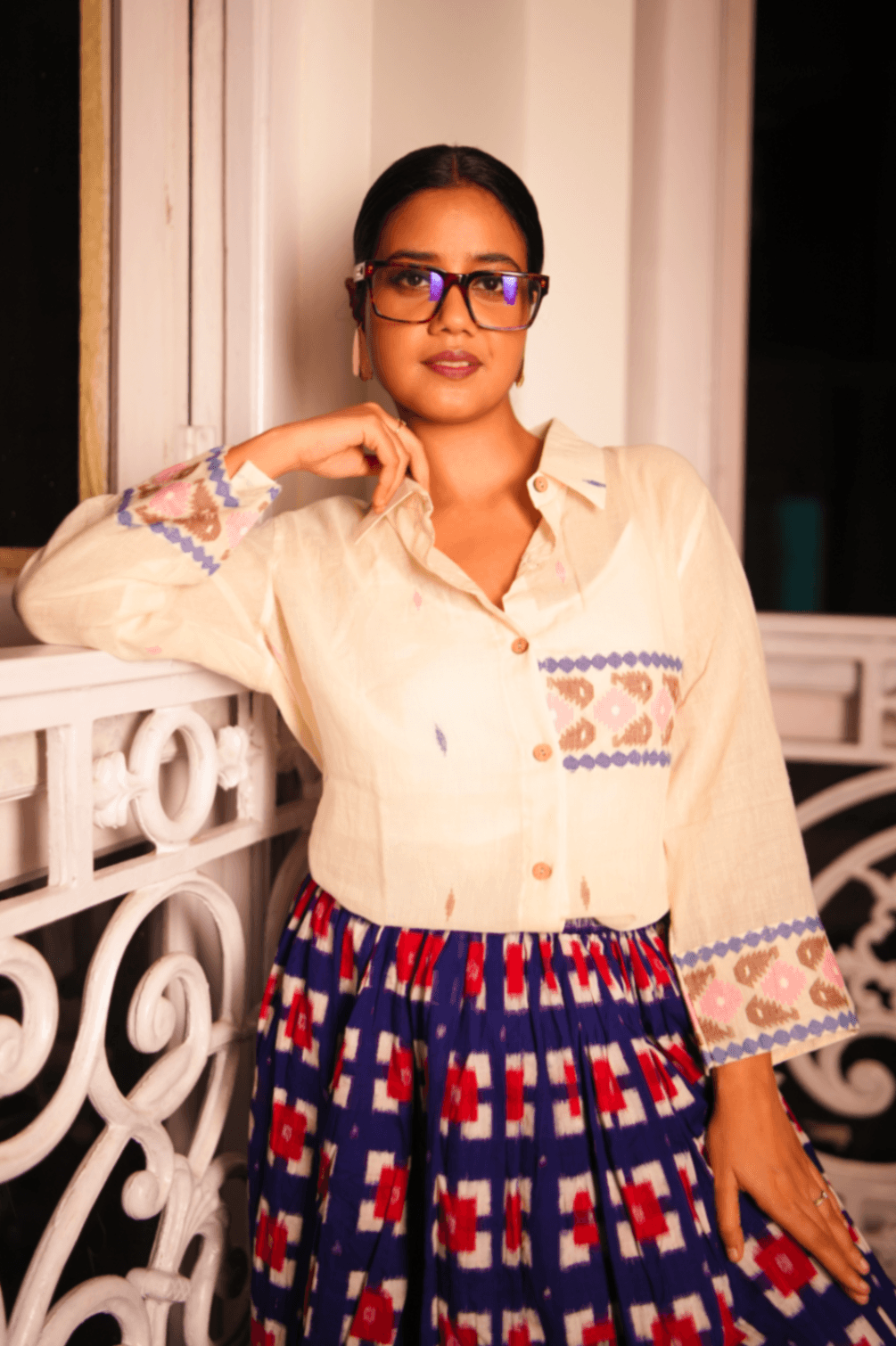 Jamdani Three- Fourth Sleeve Shirt With Classic Border  thumbnail 4