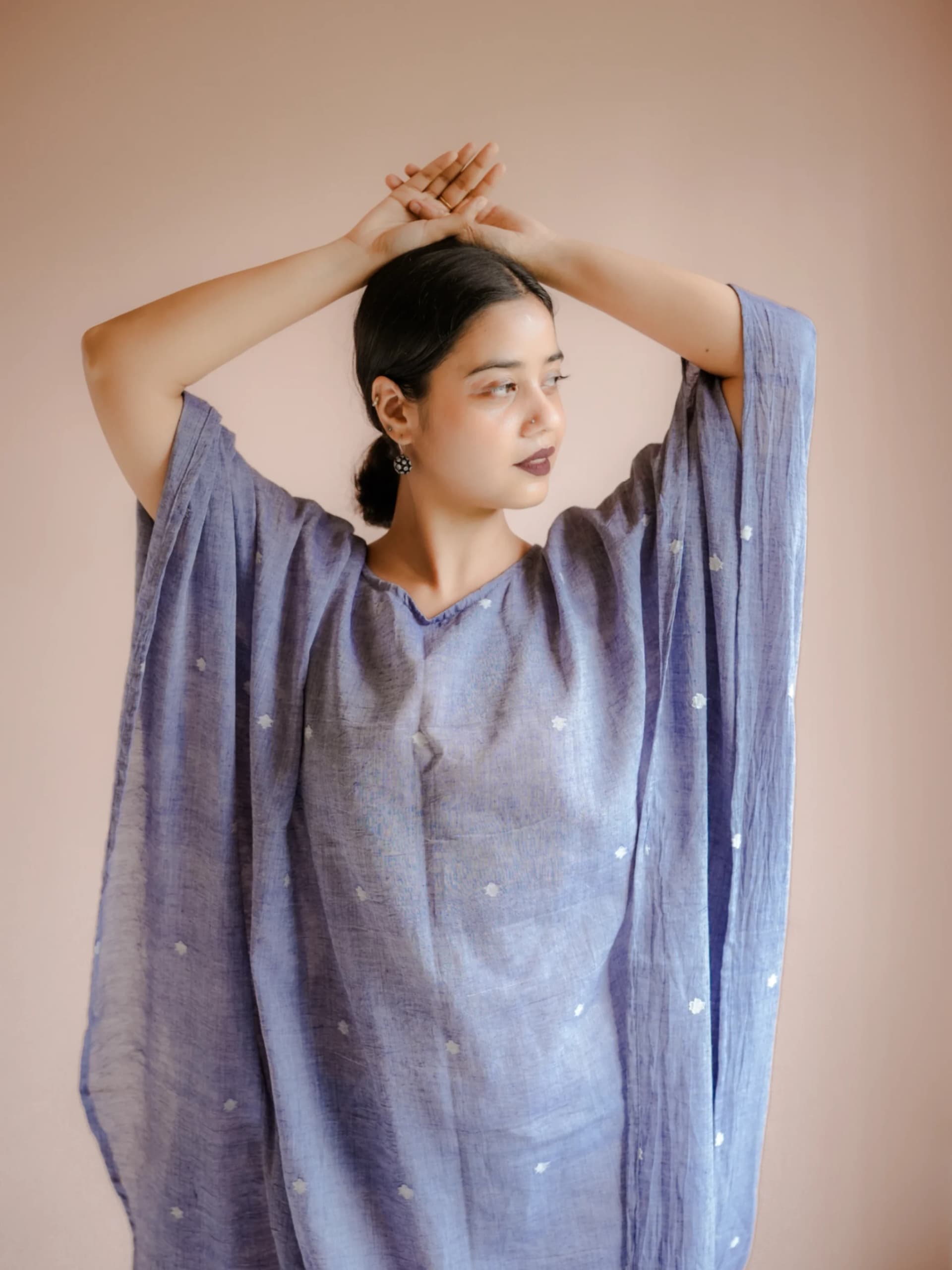 Jamdani Pleated Kaftan